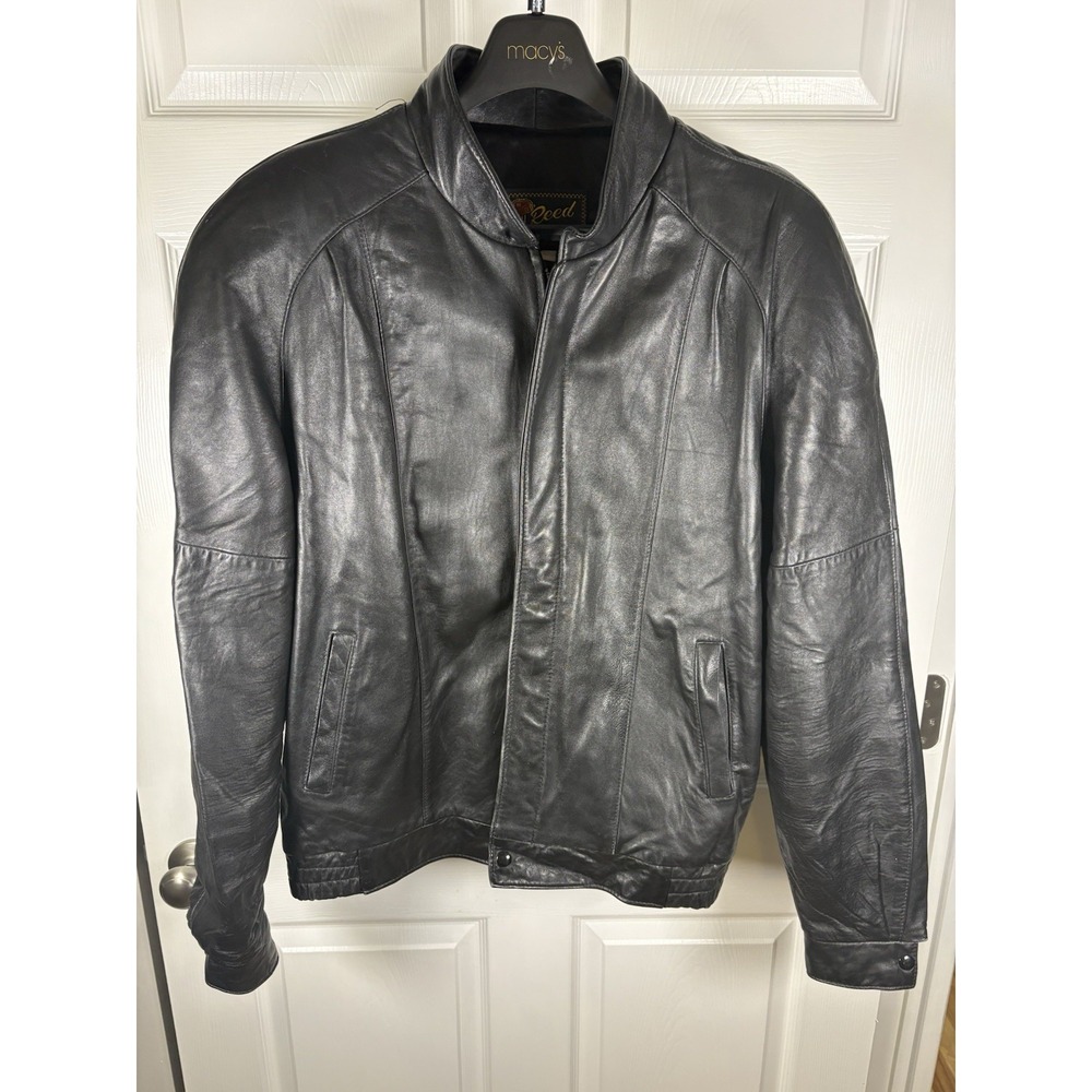 Vintage Reed Sportswear Leather Jacket Mens XL 48 Black Made USA 80s 90s